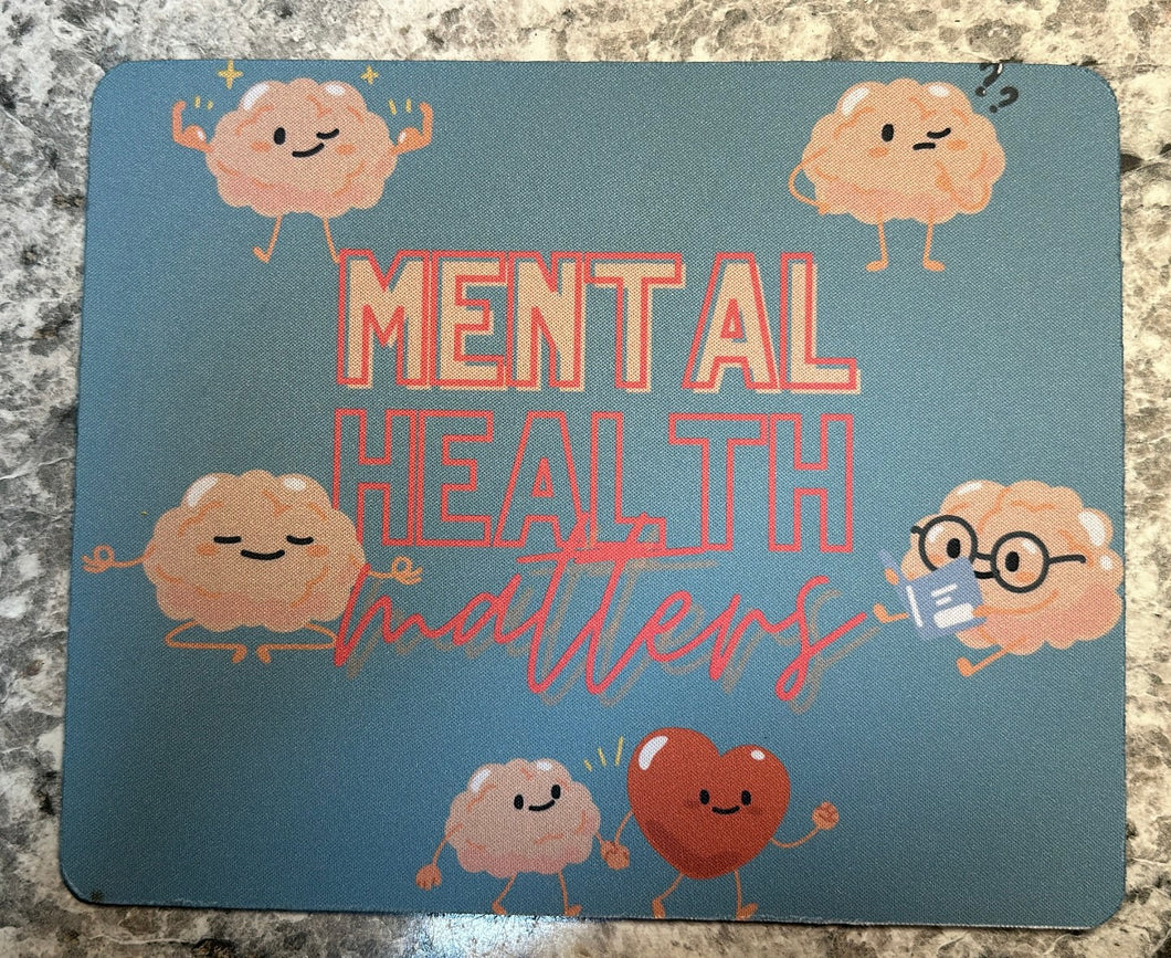 Mental Health Matters MOUSEPAD Blue Pink Writing Brains