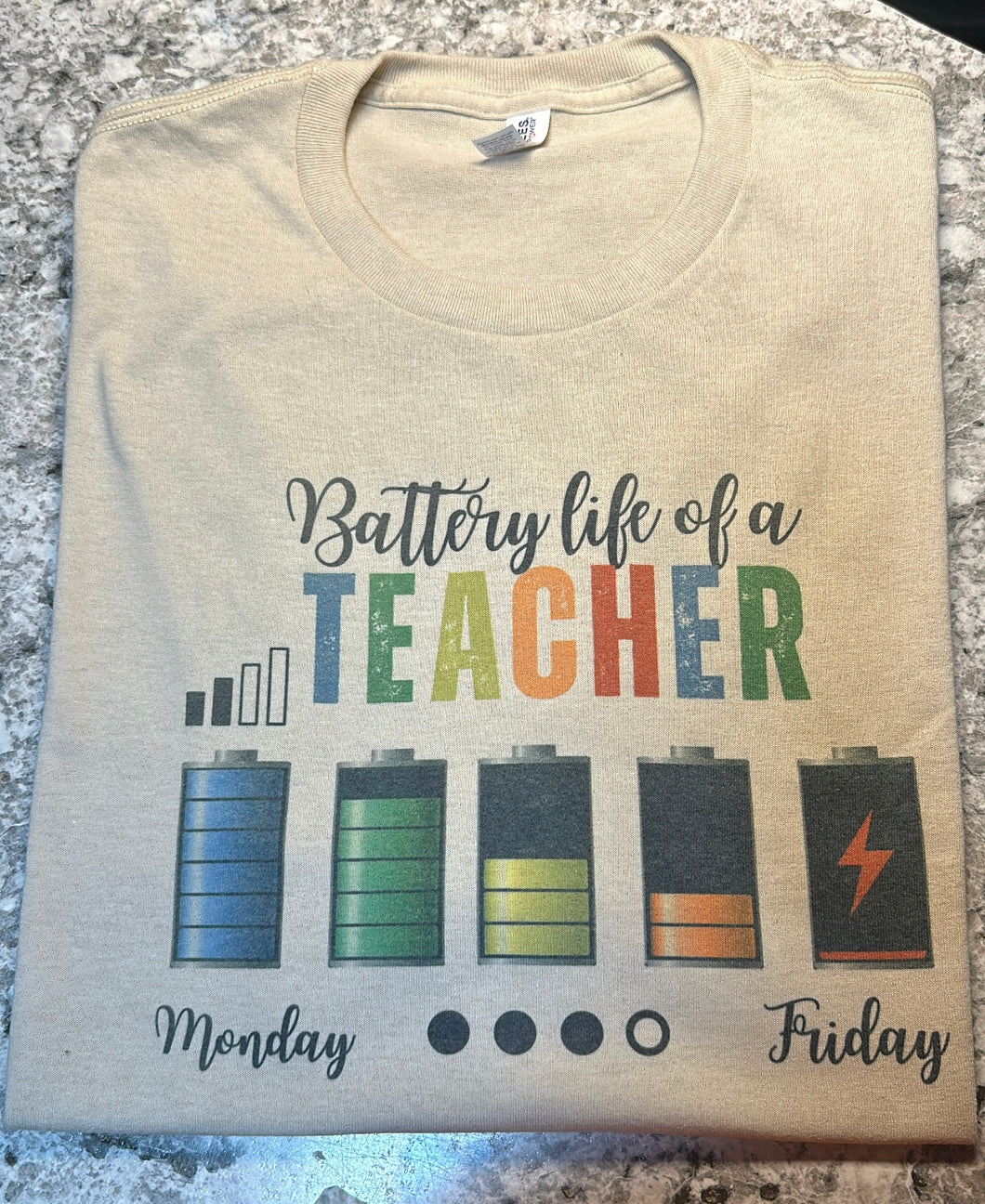 Battery Life of a Teacher Unisex adult tshirt