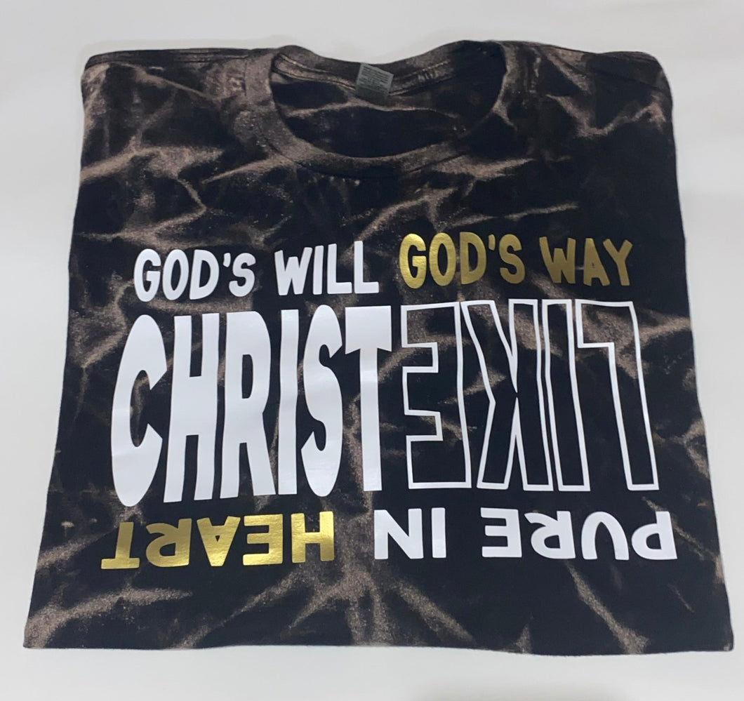 BLEACHED CHRISTLIKE God's Will God's Way Pure in HEART ADULT Unisex short sleeve