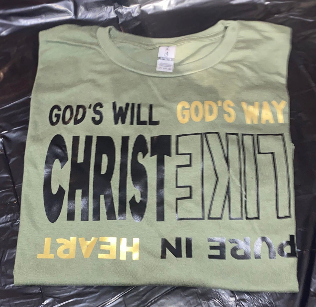 CHRISTLIKE God's Will God's Way Pure in HEART ADULT Unisex short sleeve