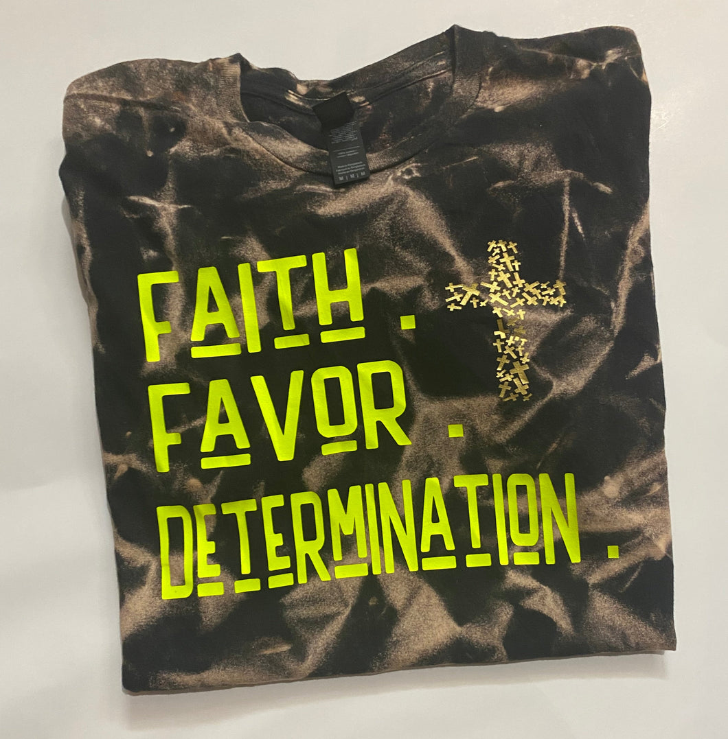 BLEACHED Favor, Faith & Determination ADULT Unisex short sleeve